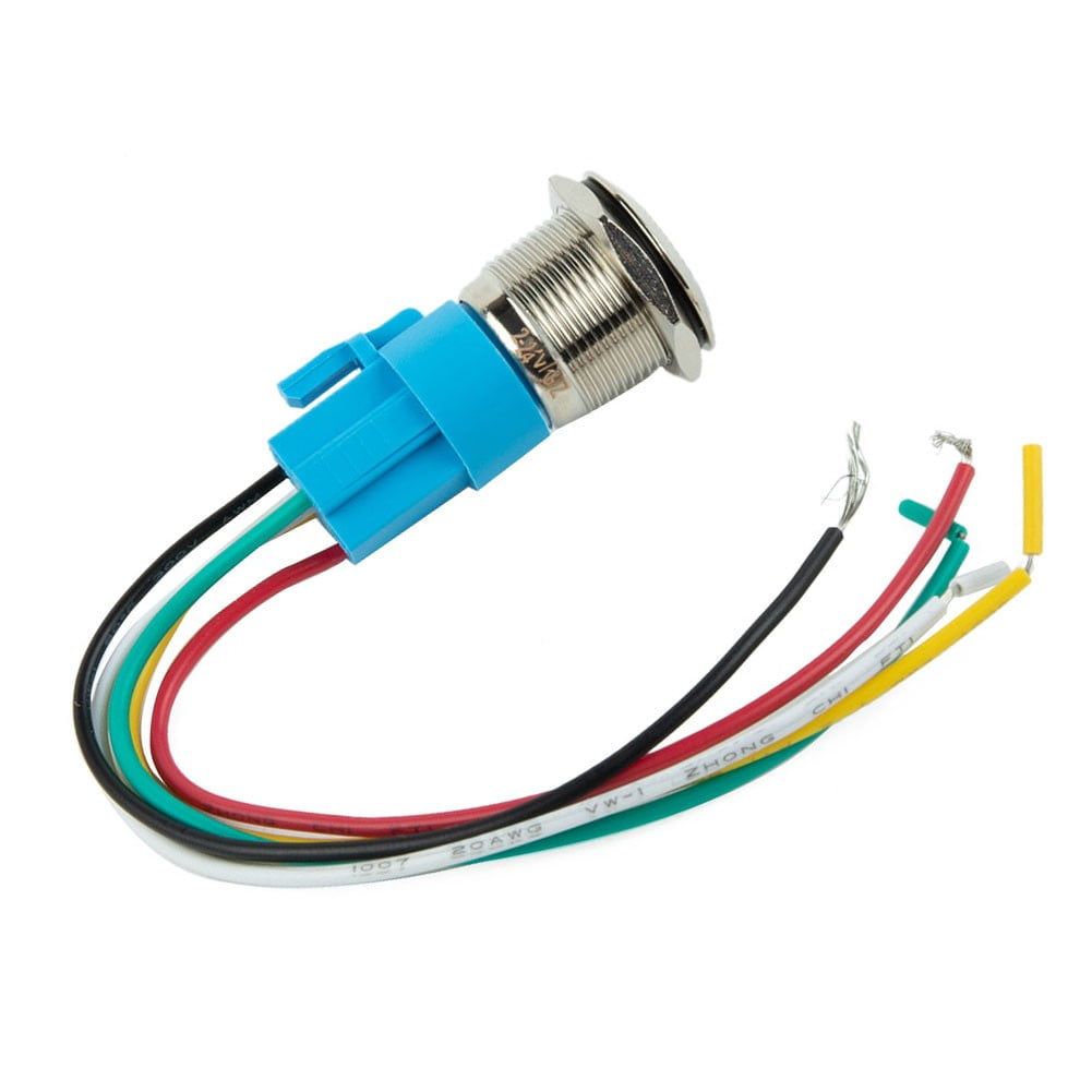 19Mm Latching Push Button Switch 12V Dc On Off Stainless Steel Led Self-Locking Green