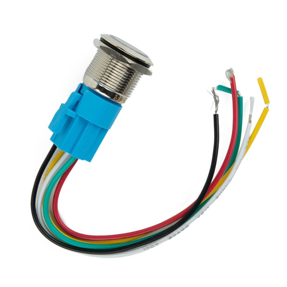 19Mm Latching Push Button Switch 12V Dc On Off Stainless Steel Led Self-Locking Green