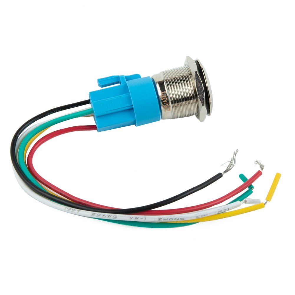 19Mm Latching Push Button Switch 12V Dc On Off Stainless Steel Led Self-Locking Green