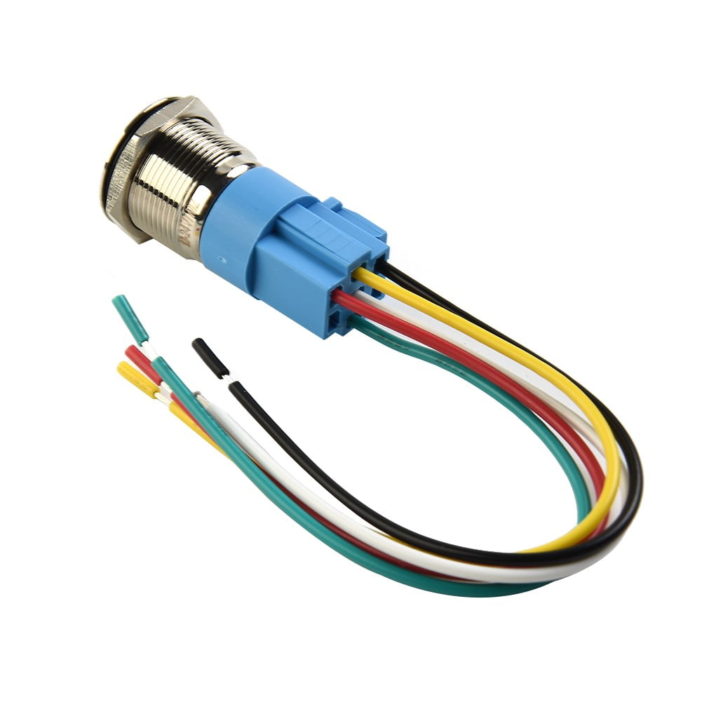19Mm Latching Push Button Switch 12V Dc On Off Stainless Steel Led Self-Locking Green White