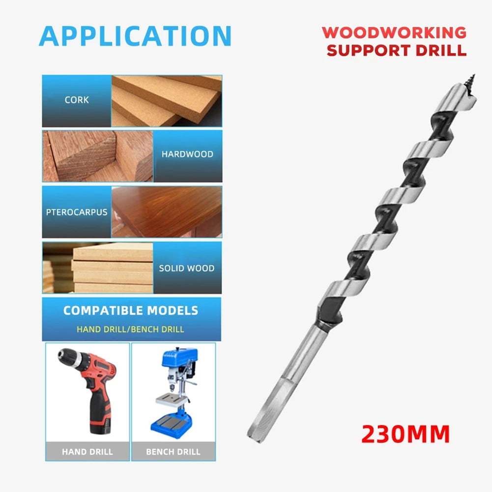 1Pc 230Mm Long Woodworking Center Auger Drill Bit for Wood Drilling Tools 6-25Mm 10Mm 14Mm