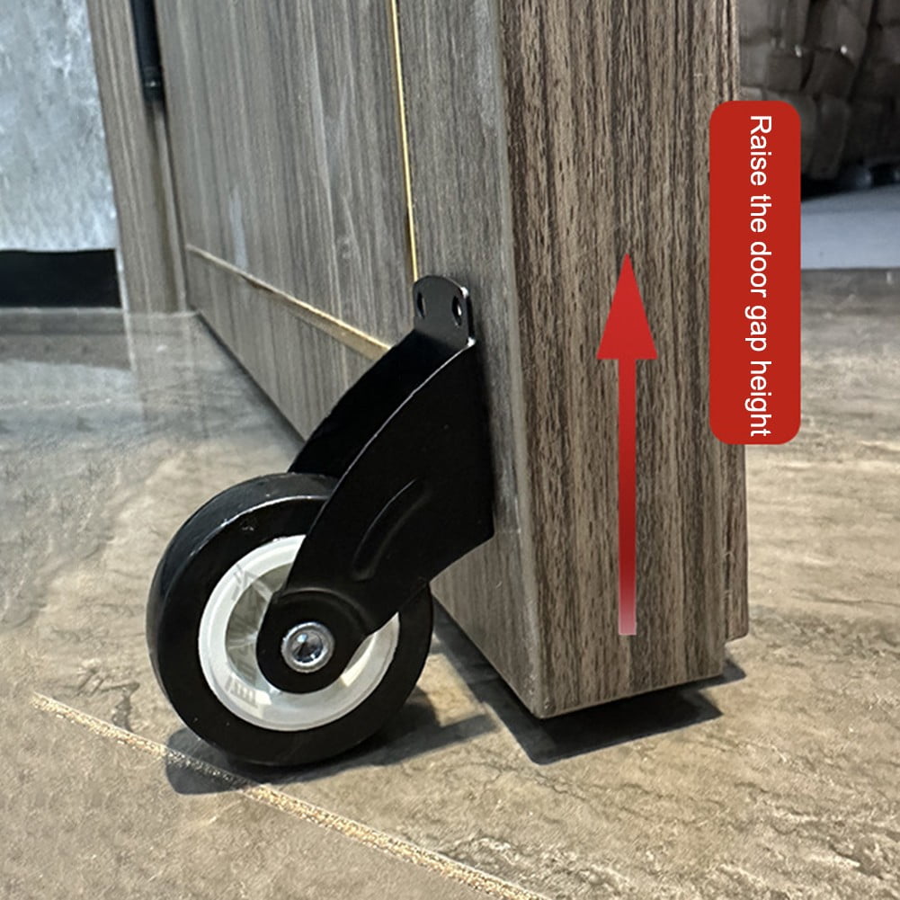 Adjustable Anti Droop Door Support Wheel With Rubber Wheels And Steel Frame Gray Black