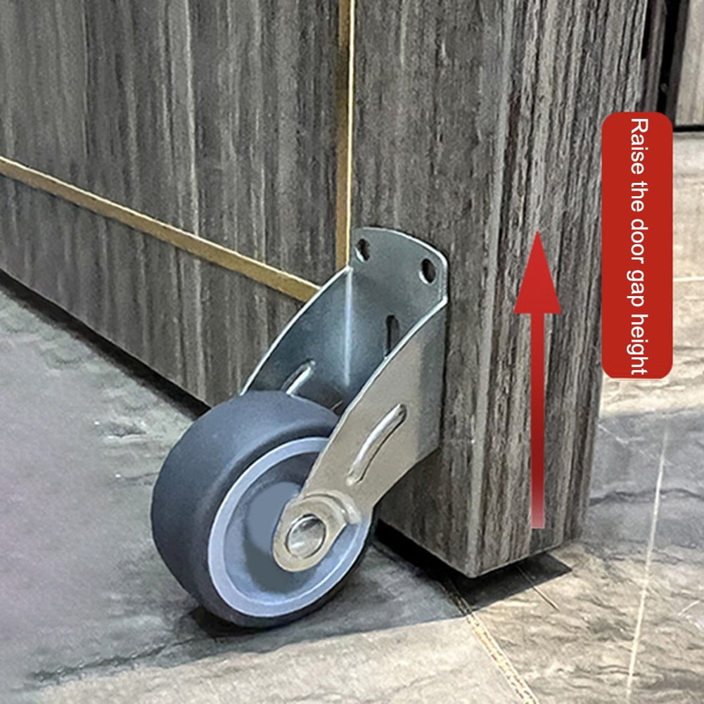 Adjustable Anti Droop Door Support Wheel With Rubber Wheels And Steel Frame Gray