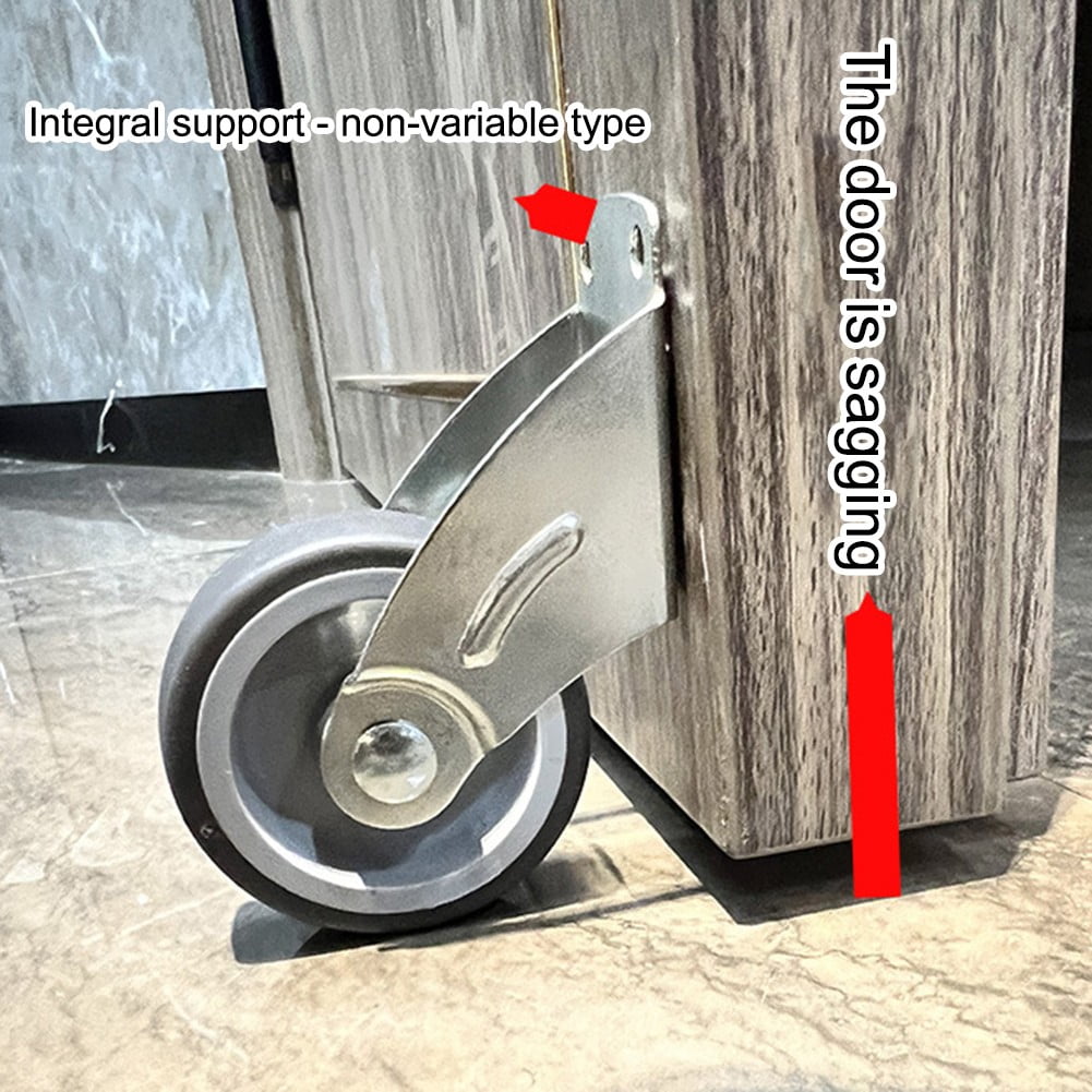 Adjustable Anti Droop Door Support Wheel With Rubber Wheels And Steel Frame Gray