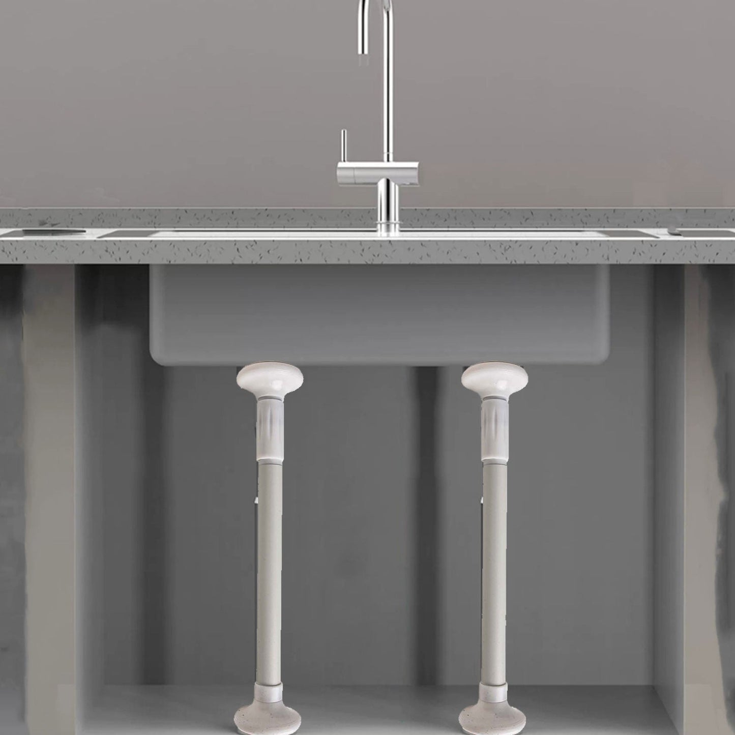 2Pcs Kitchen Sink Brackets Stainless Steel Adjustable Kitchen Sink Bracket Bottom installation Support Legs Kitchen Fixtures (50-80cm Silvery) 35-50cm White