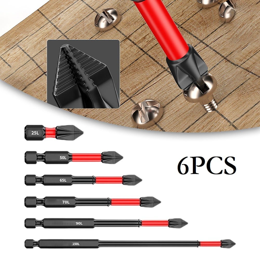 2/6Pcs 25-150Mm Non-Slip Screwdriver Bits Ph2 Magnetic Batch Cross Screw Electric Tips Head Cross Screwdriver Drill Bit Tool Set 2Pcs 25Mm Smile Home 2Pcs 65Mm