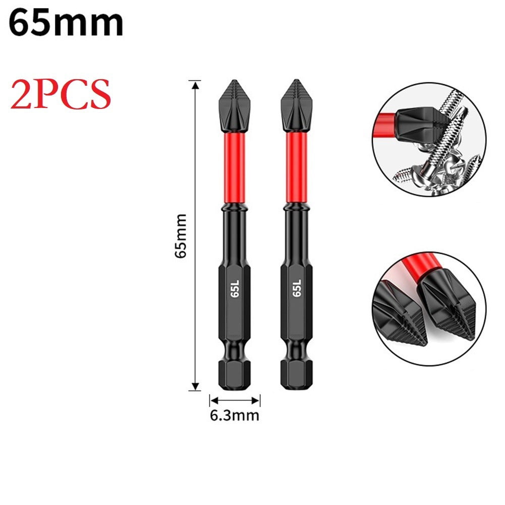 2/6Pcs 25-150Mm Non-Slip Screwdriver Bits Ph2 Magnetic Batch Cross Screw Electric Tips Head Cross Screwdriver Drill Bit Tool Set 2Pcs 25Mm Smile Home 2Pcs 65Mm