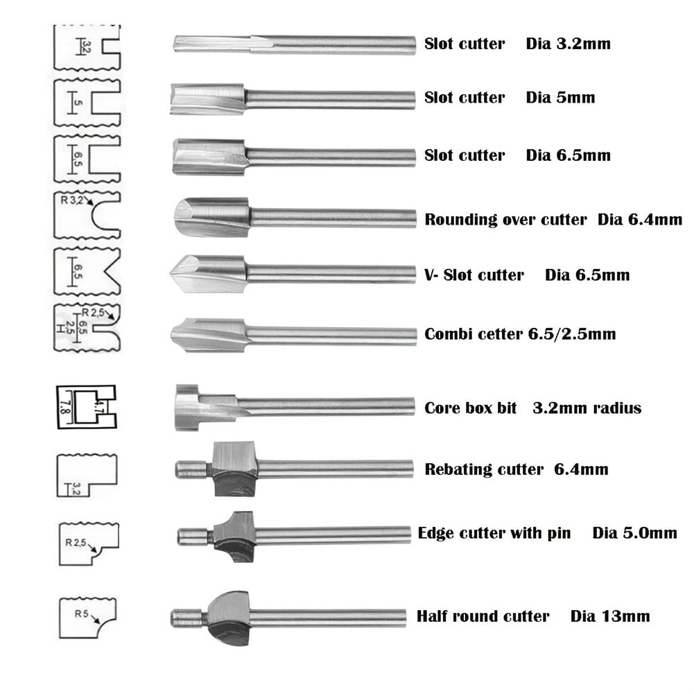 10Pcs Hss Router Bits Wood Cutter Milling Fits Dremel-Rotary Tool Set 1/8" 3Mm Shank Carpentry Router Bits For Rotary Tools Diy A Smile Home