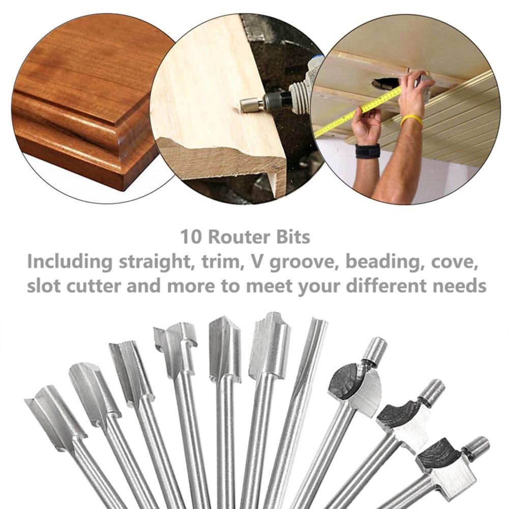 10Pcs Hss Router Bits Wood Cutter Milling Fits Dremel-Rotary Tool Set 1/8" 3Mm Shank Carpentry Router Bits For Rotary Tools Diy A Smile Home