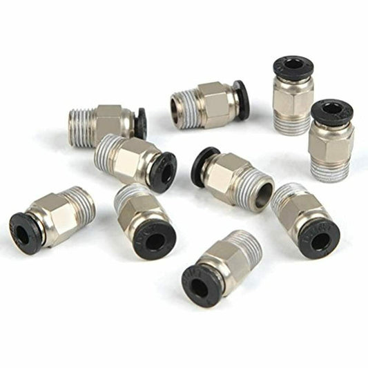 10Pcs Pc4-M10 External Thread Straight Pneumatic Connector Stainless Steel Ptfe Tube Push In Quick Fitting Connectors Extruders Smile Home
