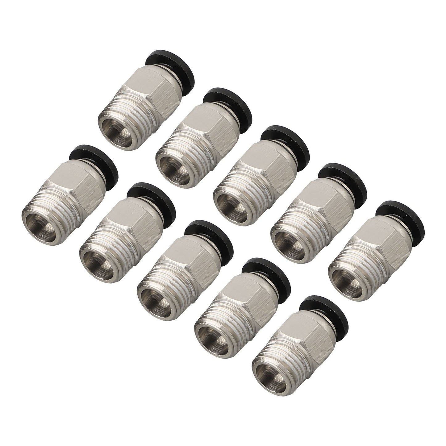 10Pcs Pc4-M10 External Thread Straight Pneumatic Connector Stainless Steel Ptfe Tube Push In Quick Fitting Connectors Extruders Smile Home