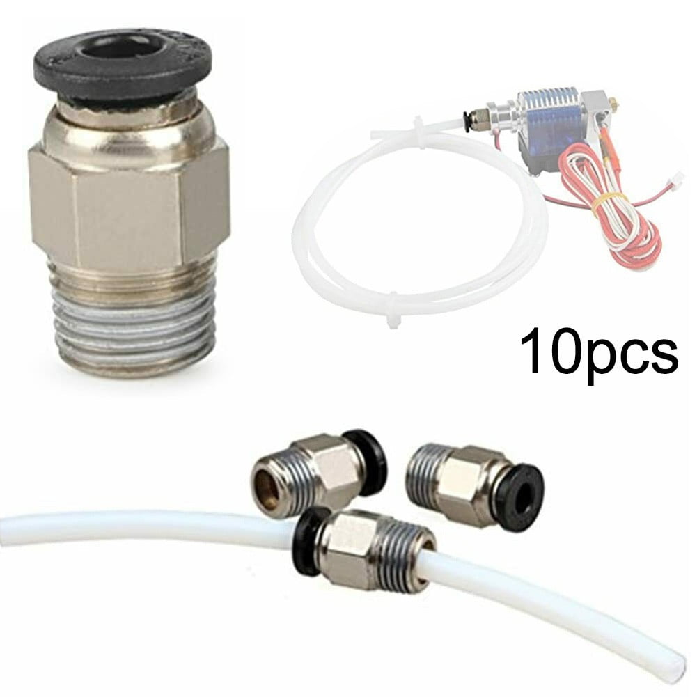 10Pcs Pc4-M10 External Thread Straight Pneumatic Connector Stainless Steel Ptfe Tube Push In Quick Fitting Connectors Extruders Smile Home