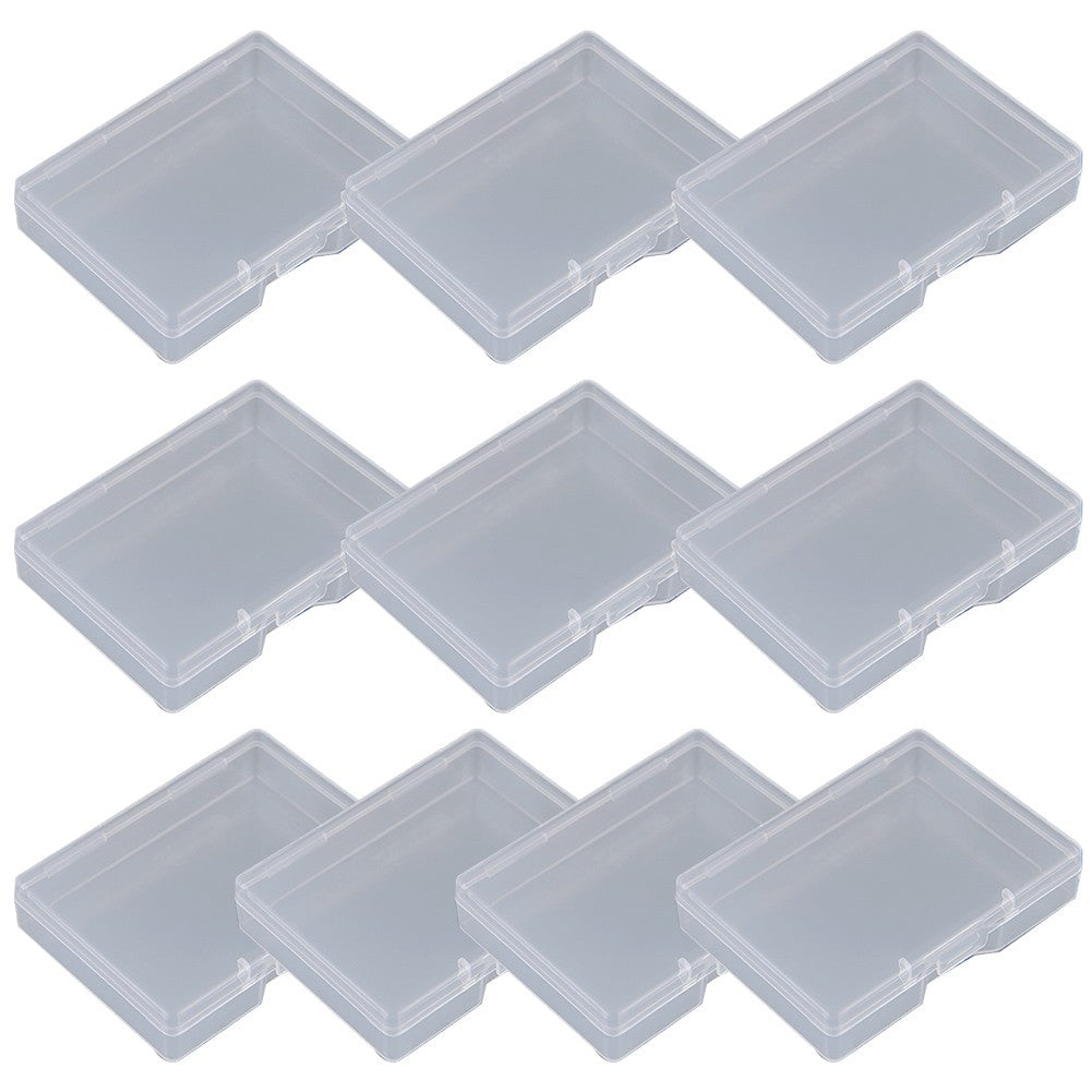 10pcs Transparent Plastic Storage Box Rectangle Box Case For Parts Tools Storage Box Jewelry Earring Display Case Bead Container 1# Smile Home 2#