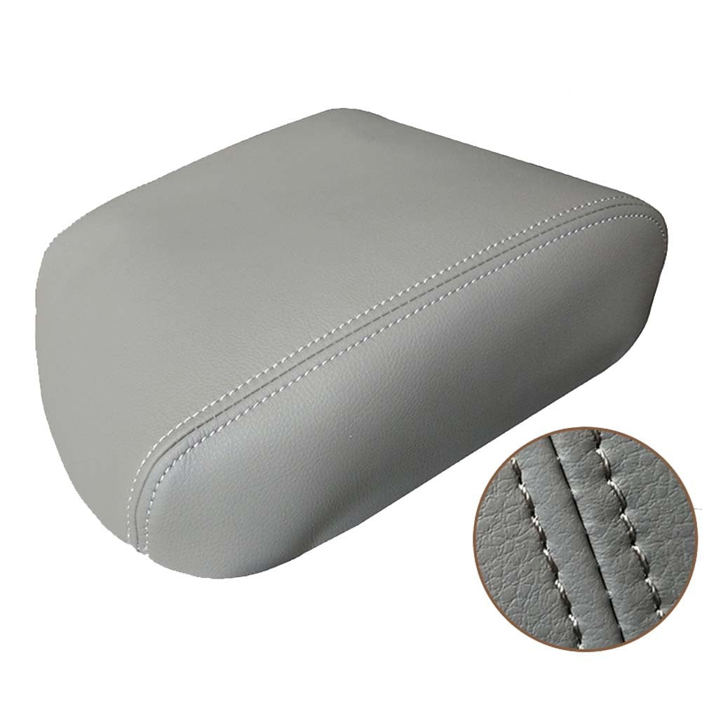 For Honda For Pilot 2009-2015 Leather Center Console Lid Armrest Cover Microfiber Protective Skin Gray