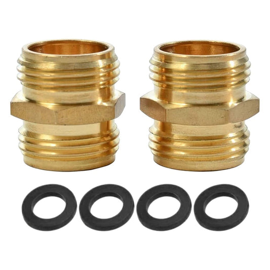 Brass Garden Hose Adapter Male To Male Quick Connector 2 Pack 34 Inch YIWEI