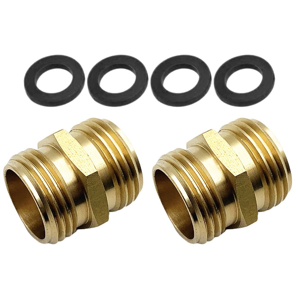 Brass Garden Hose Adapter Male To Male Quick Connector 2 Pack 34 Inch YIWEI