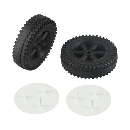 Lierteer 2Pcs/Set Grill Wheels Replacement Parts 170/177mm 7 Inch BBQ Grill Wheel Barbecue Grills Kitchen Garden Plastic Black black+white wheel cover