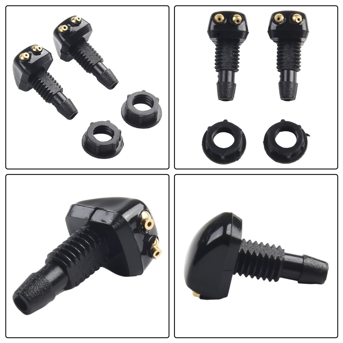 2 Pack Car Dual Holes Windshield Washer Nozzle Adjustable Wiper Water Spray Jet For Most Vehicle Models