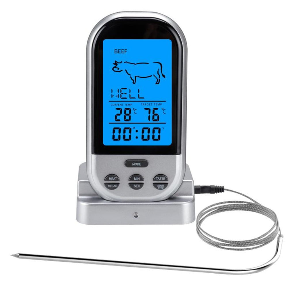 Arkzeo 1* Wireless Grilling Thermometer Food Meat Oven Bbq Thermometer Digital Wireless Remote Probe Cooking Set Grill For Cooking