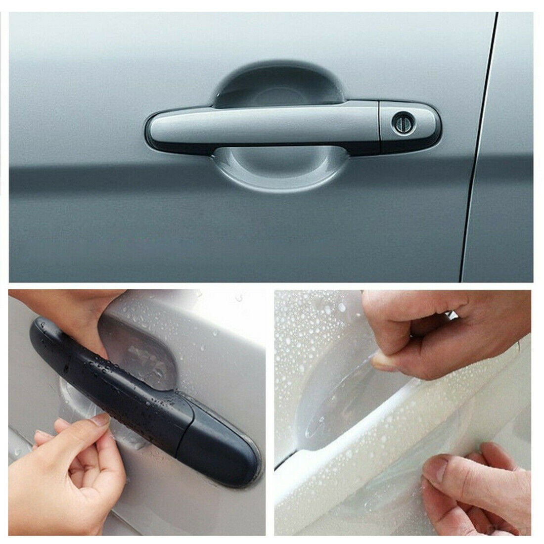 8pcs Invisible Clear Car Door Handle Paint Scratch Protector Guard Film Sheet
