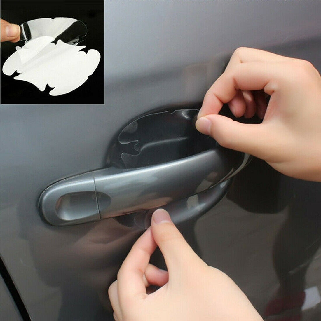 8pcs Invisible Clear Car Door Handle Paint Scratch Protector Guard Film Sheet