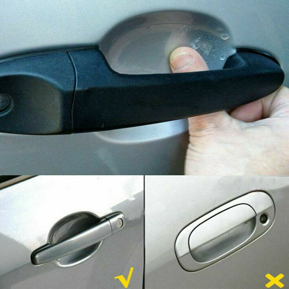 8pcs Invisible Clear Car Door Handle Paint Scratch Protector Guard Film Sheet