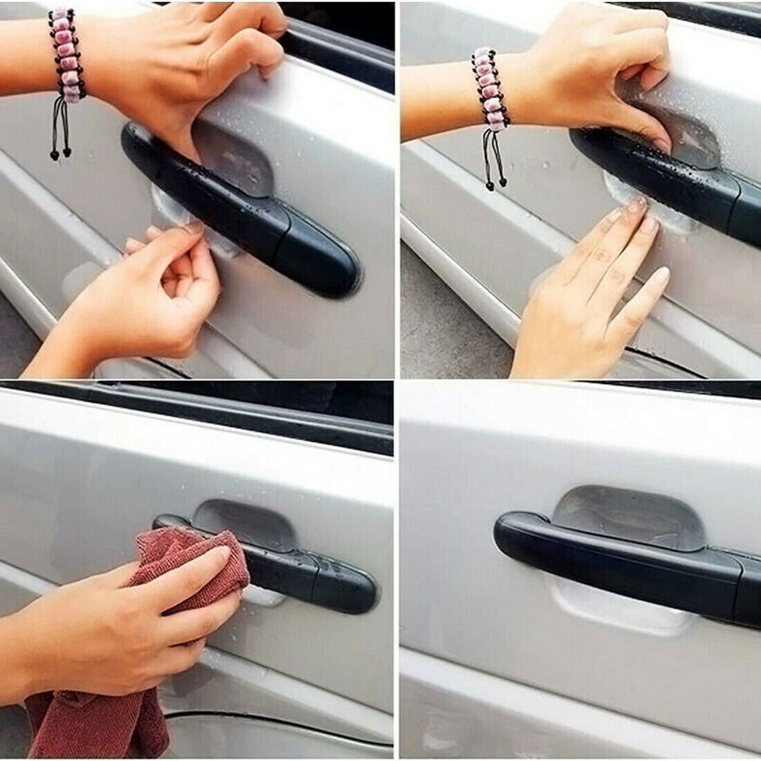8pcs Invisible Clear Car Door Handle Paint Scratch Protector Guard Film Sheet