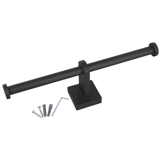 Stainless Steel Toilet Roll Holder Double Ring Toilet Paper Holder Wall Black Smile Home
