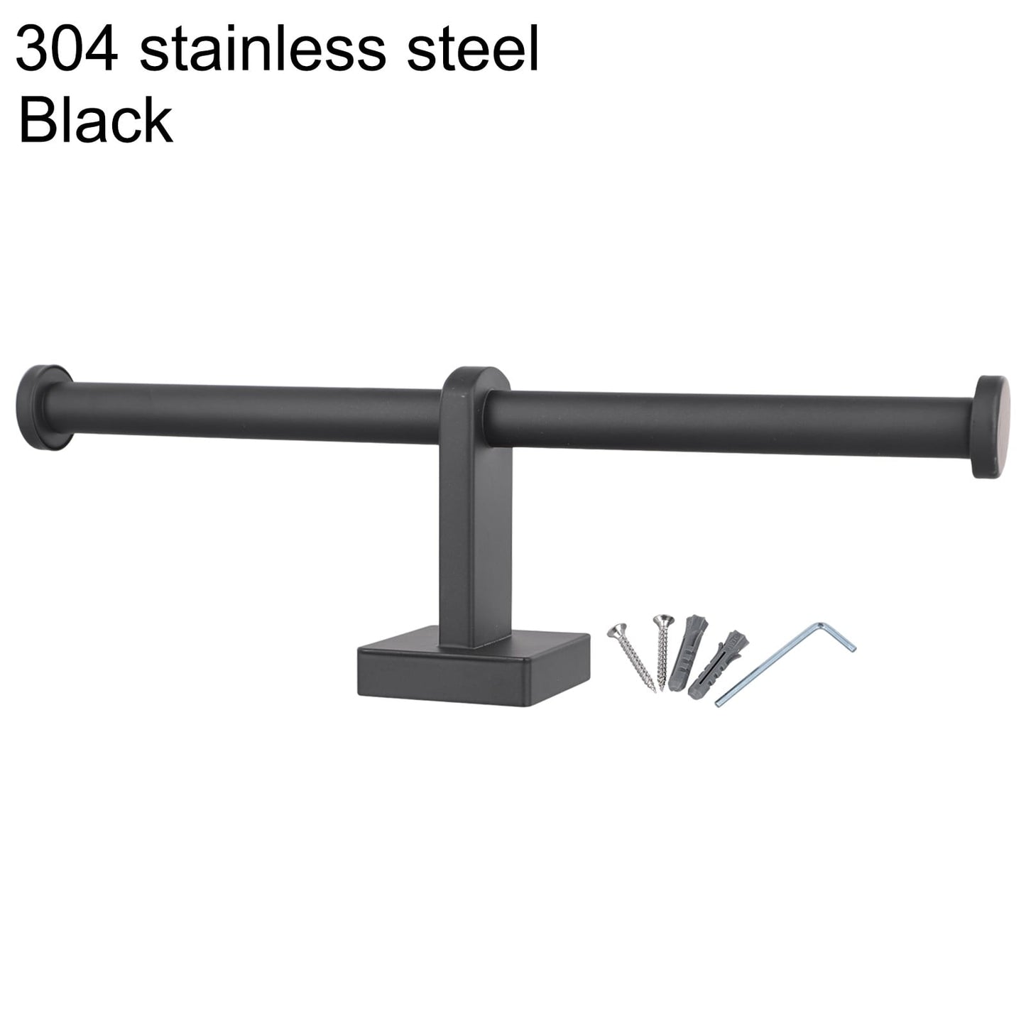 Stainless Steel Toilet Roll Holder Double Ring Toilet Paper Holder Wall Black Smile Home