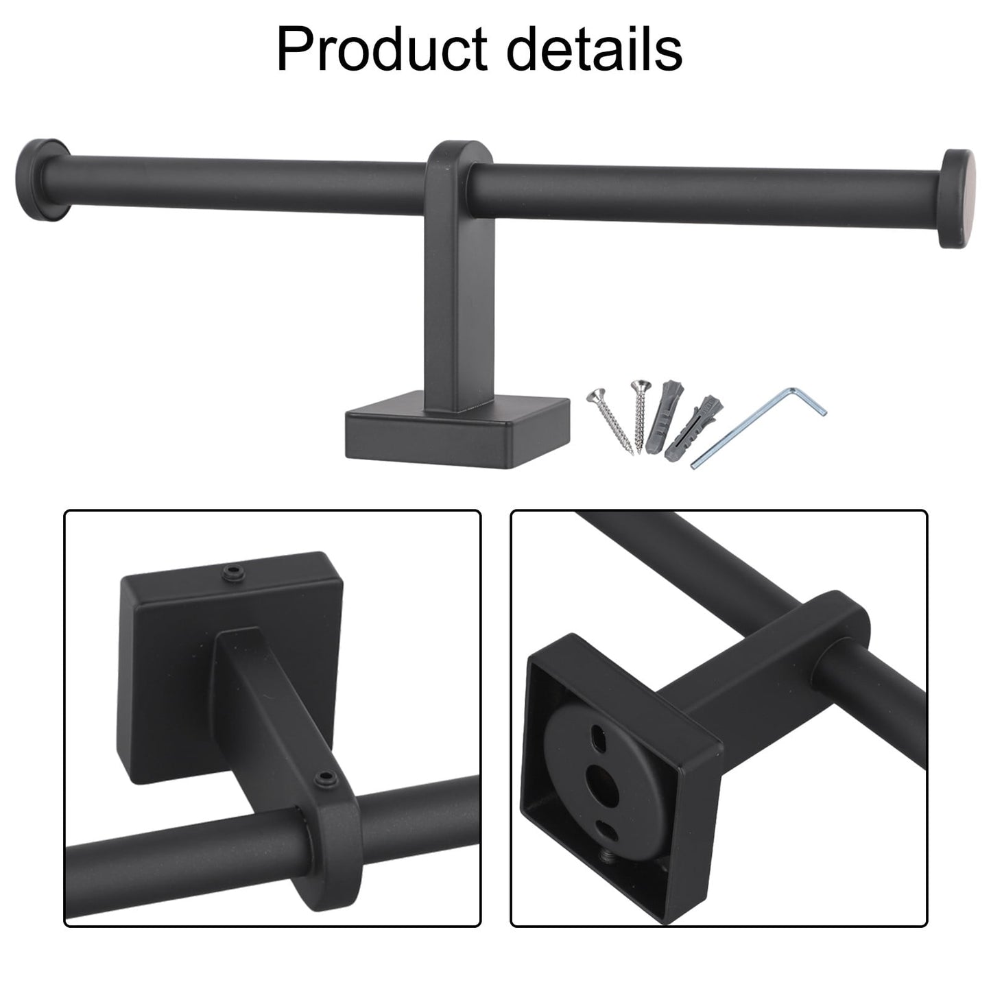Stainless Steel Toilet Roll Holder Double Ring Toilet Paper Holder Wall Black Smile Home