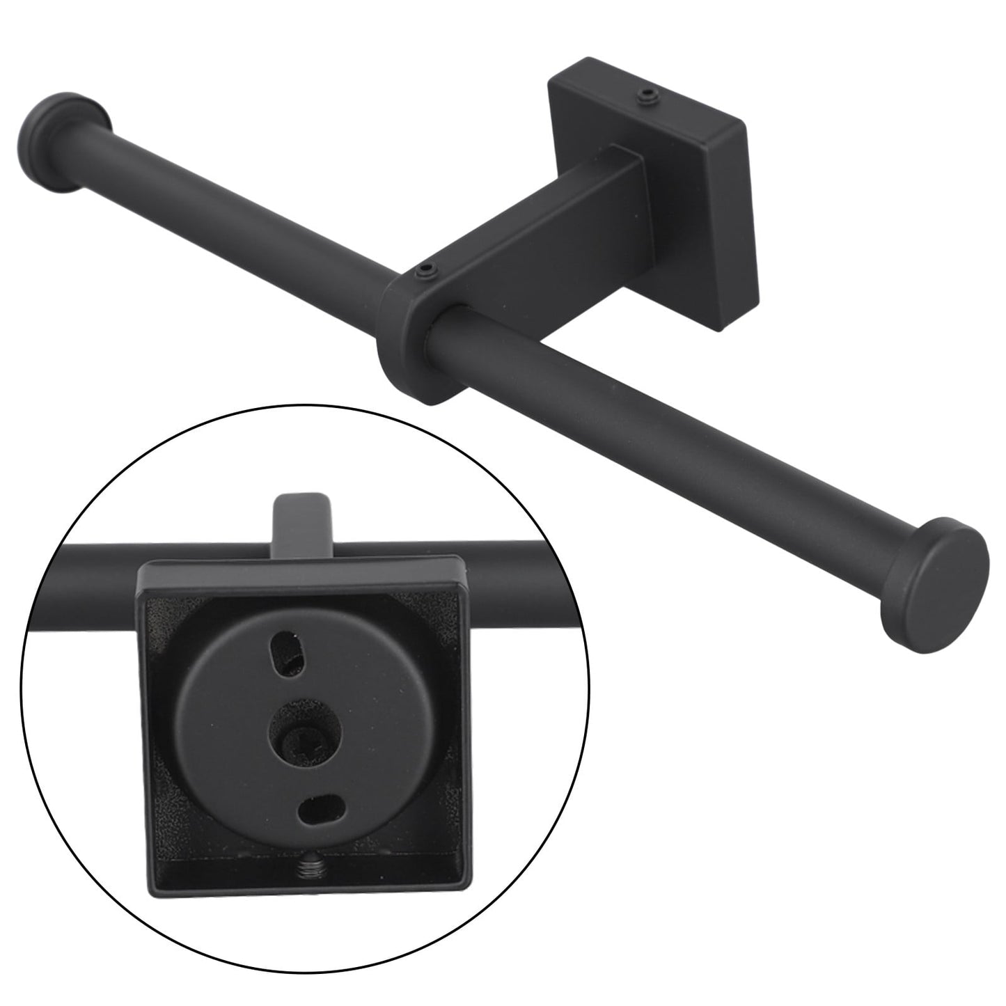 Stainless Steel Toilet Roll Holder Double Ring Toilet Paper Holder Wall Black Smile Home