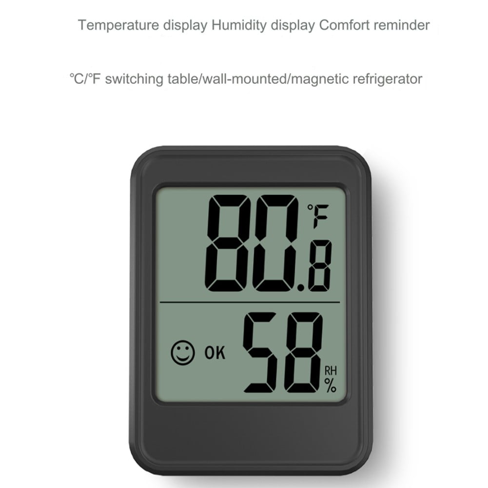 Digital Hygrometer Room Thermometer Indoor Electronic Temperature Humidity White Smile Home