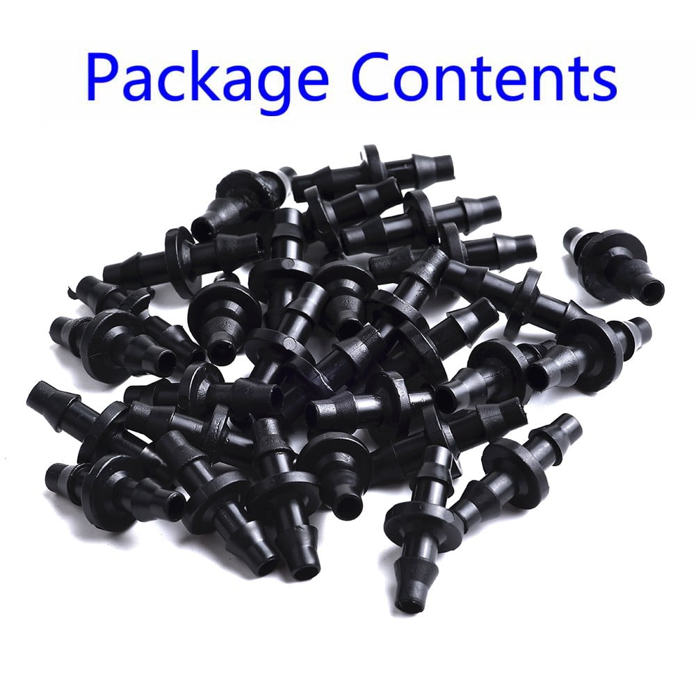 New 100Pc 1/4 Barbed Connector Double Way For 4/7Mm Garden Drip Irrigation Hose Smile Home