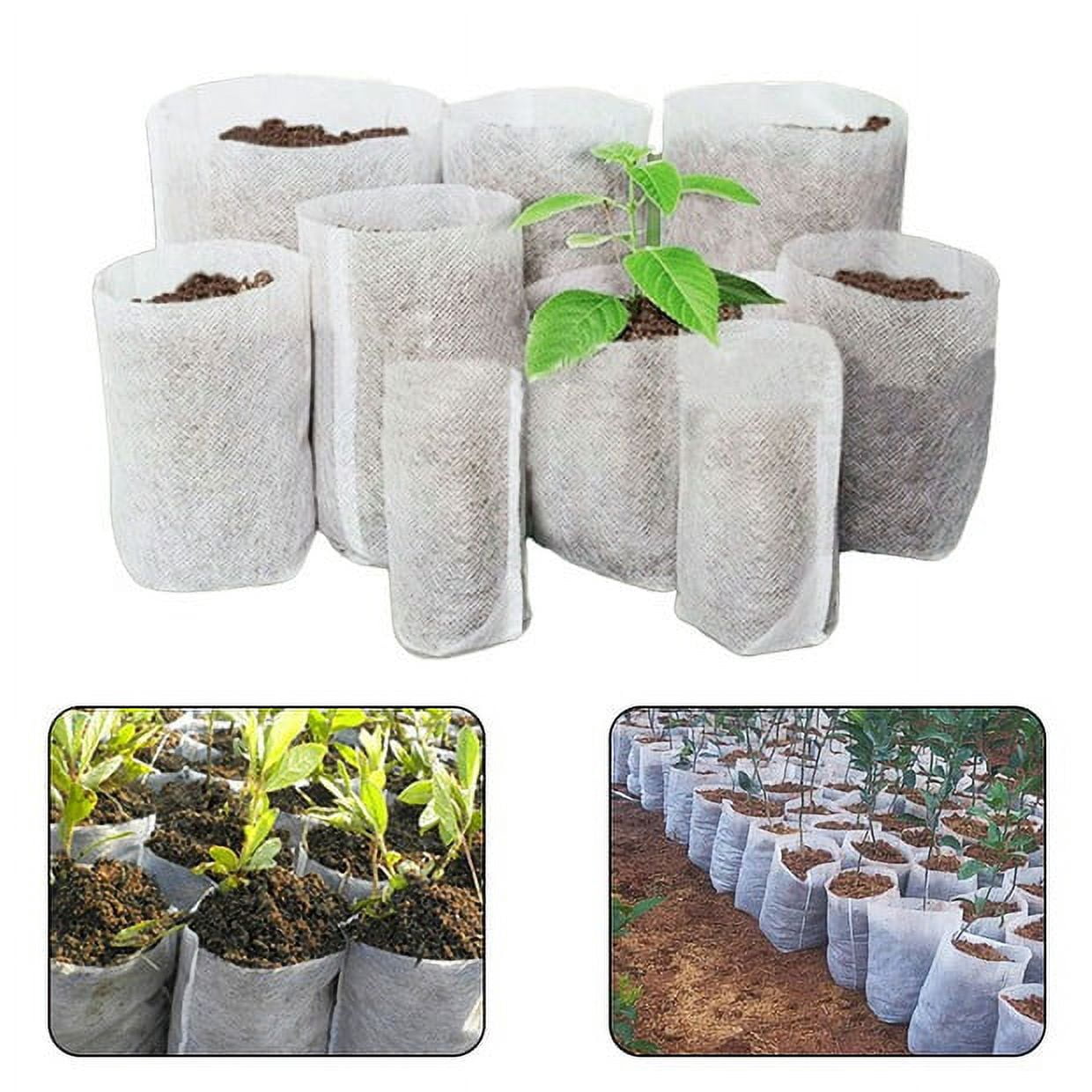 100Pcs White Non-Woven Fabric Plant Grow Bags For Seedlings Flowers Vegetables - Biodegradable Nursery Pots In 6 Sizes From 10X12Cm To 24X27Cm - Breathable Garden Planting Containers 12X15Cm Folding