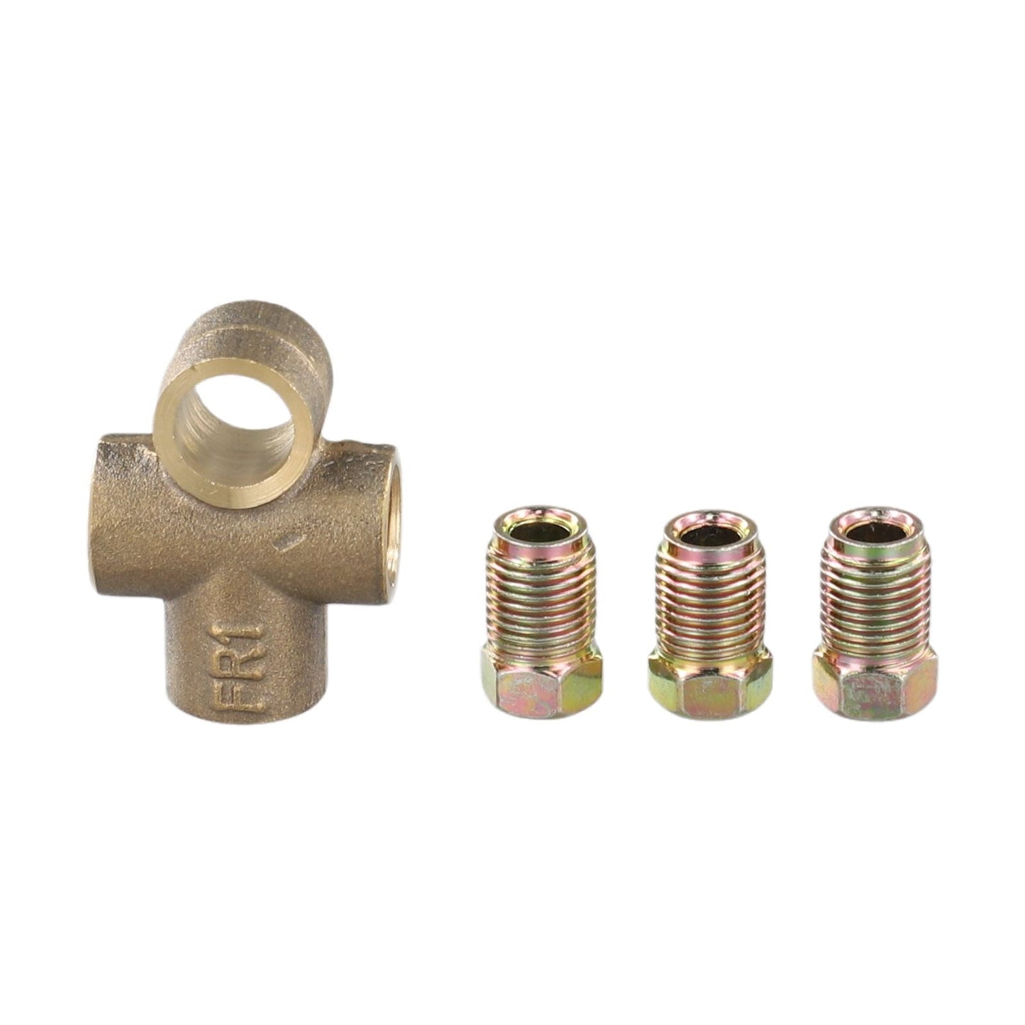 Copper 3-Way Brake Pipe T Piece Tee Fitting With 3 M10 Male Short Nuts For 3/16" Metric Brake Hose Union Automotive Car Truck Parts
