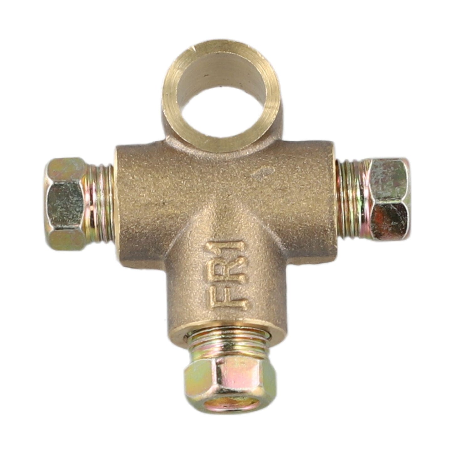 Copper 3-Way Brake Pipe T Piece Tee Fitting With 3 M10 Male Short Nuts For 3/16" Metric Brake Hose Union Automotive Car Truck Parts