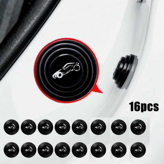 16Pcs Black Silicone Car Door Shock Absorbing Pads Anti-Bump Silent Gasket Protectors For Vehicle Exterior Door Edge Protection Accessories