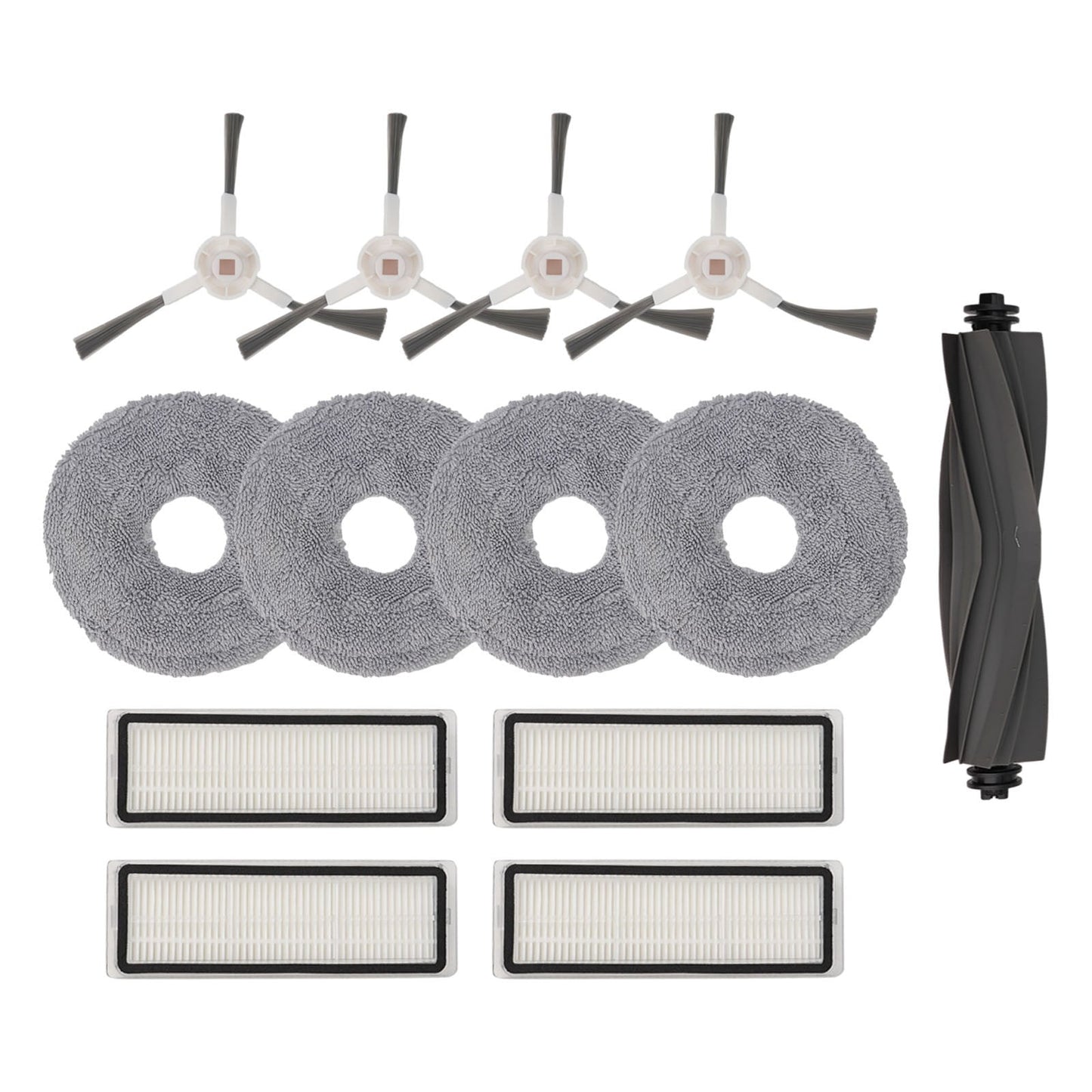 Robotic Vacuum Cleaner Parts Kit For L10 & L10S Pro - Main Brush 4 Side Brushes 4 Filters & 4 Mop Cloths Replacement Accessories