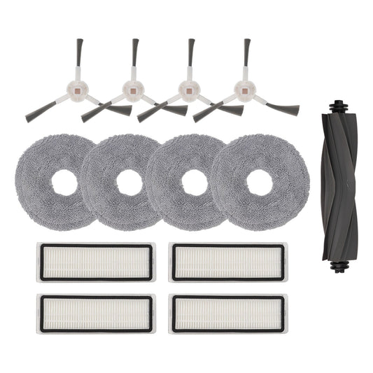 Robotic Vacuum Cleaner Parts Kit For L10 & L10S Pro - Main Brush 4 Side Brushes 4 Filters & 4 Mop Cloths Replacement Accessories