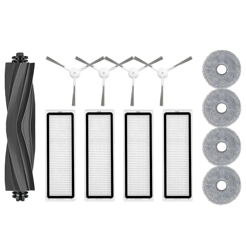 Robotic Vacuum Cleaner Parts Kit For L10 & L10S Pro - Main Brush 4 Side Brushes 4 Filters & 4 Mop Cloths Replacement Accessories