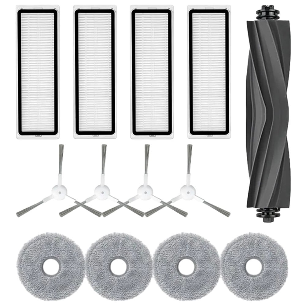 Robotic Vacuum Cleaner Parts Kit For L10 & L10S Pro - Main Brush 4 Side Brushes 4 Filters & 4 Mop Cloths Replacement Accessories