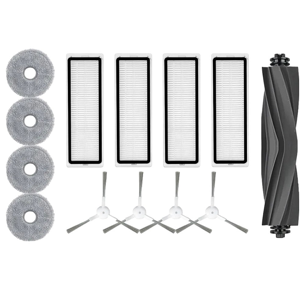 Robotic Vacuum Cleaner Parts Kit For L10 & L10S Pro - Main Brush 4 Side Brushes 4 Filters & 4 Mop Cloths Replacement Accessories
