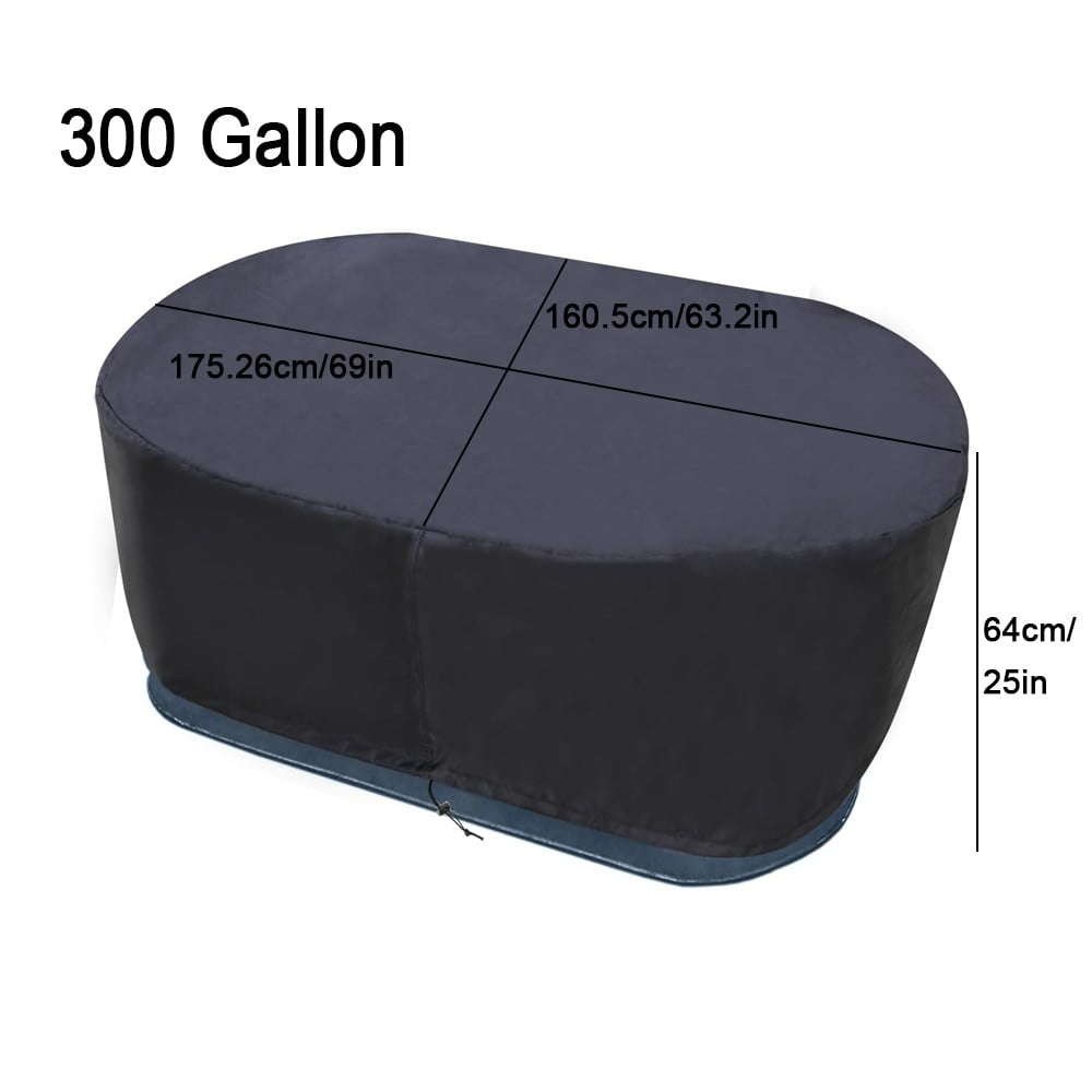 210D Oxford Fabric Stock Tank Cover Oval Ice Bath Cover Gallon Basin Waterproof Drawstring Pool Protector 50Gallon 300 gal