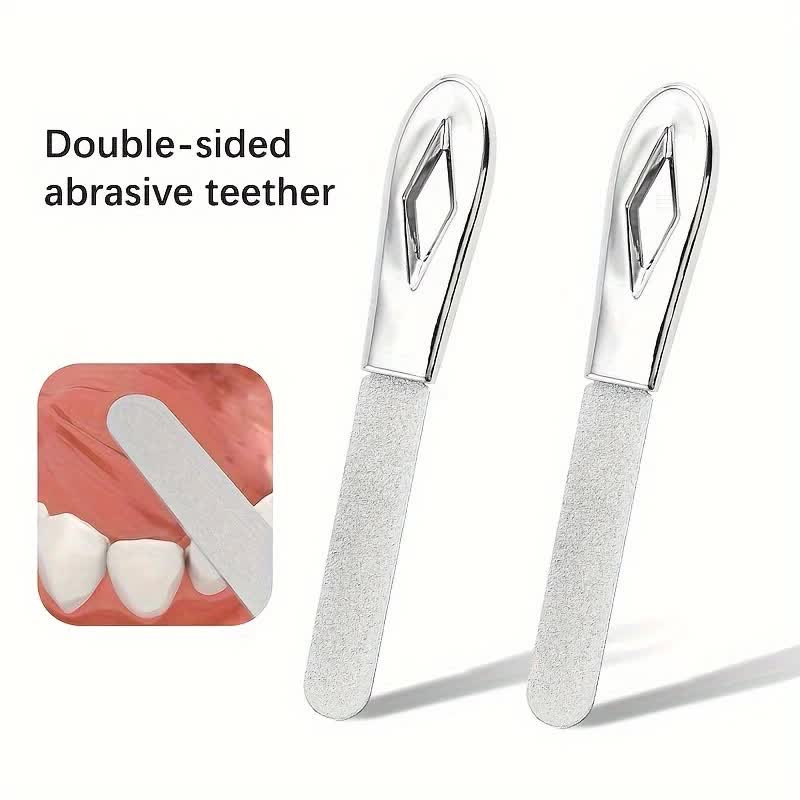 2-in-1 Stainless Steel Nail and Tooth File Set - Double-Sided Polishing Tool with Diamond Polishing Strips and Multi-Purpose Fine Grinding Tool, 2-Pack