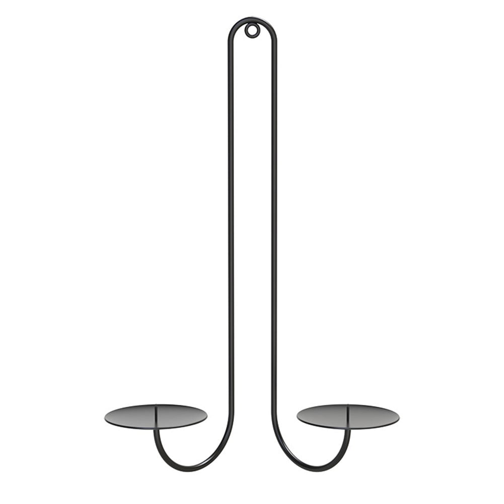 2 pc Wall Mounted Hanging Candle Holder Candlestick Sconces Black Wall Decor