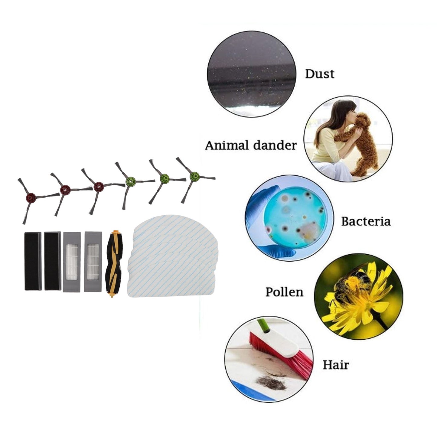 Sweeper Replacement Accessories Kit, Robot Cleaner Main Side Brush Durable For Home