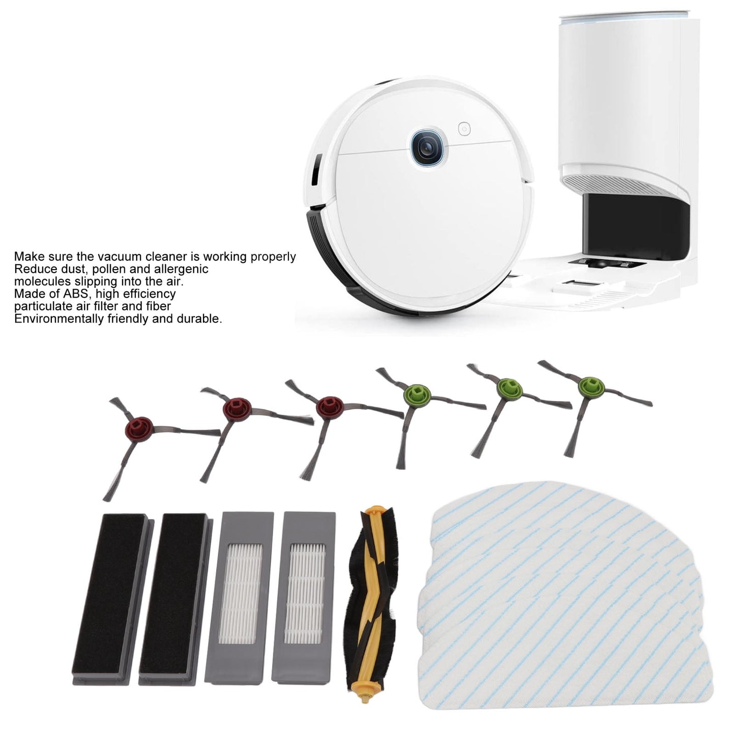 Sweeper Replacement Accessories Kit, Robot Cleaner Main Side Brush Durable For Home