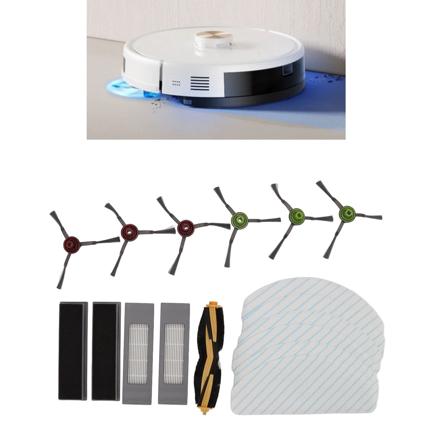 Sweeper Replacement Accessories Kit, Robot Cleaner Main Side Brush Durable For Home