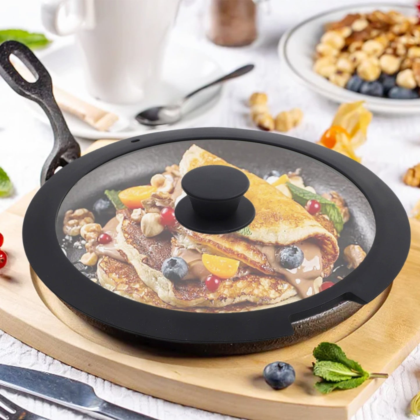 Sleek Black White Silicone Lids Available in Size Range of 18cm to 26cm B 20CM B 26CM