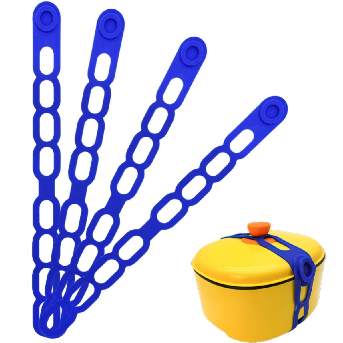 4 Pcs Silicone Latch Strap Tie for Slow Cooker Lid Lunch Box Bundling Organizing Black